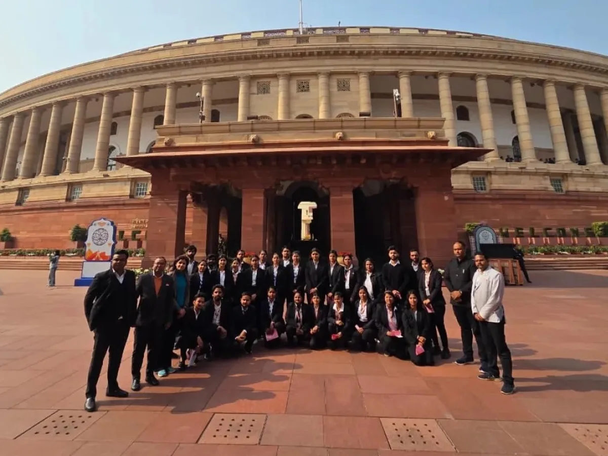 HLM Law College students outside the Parliament of India