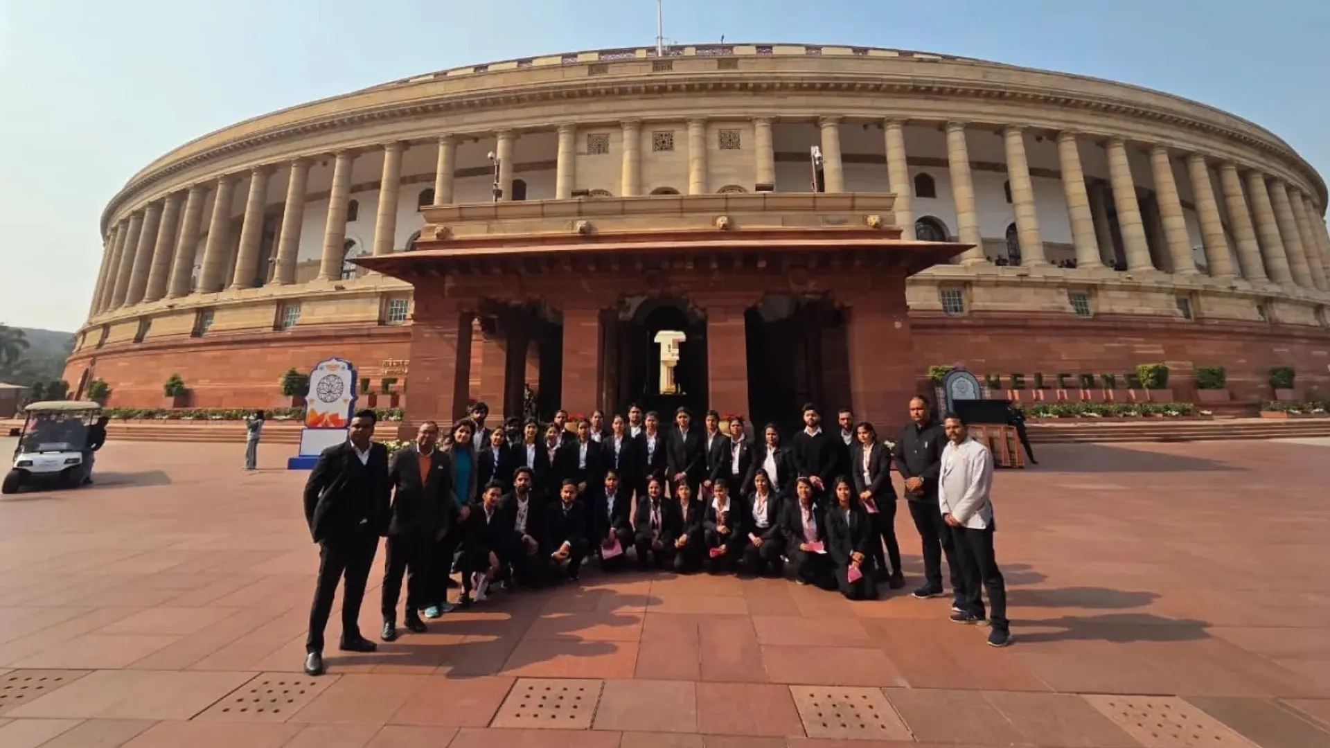 HLM Law College students outside the Parliament of India